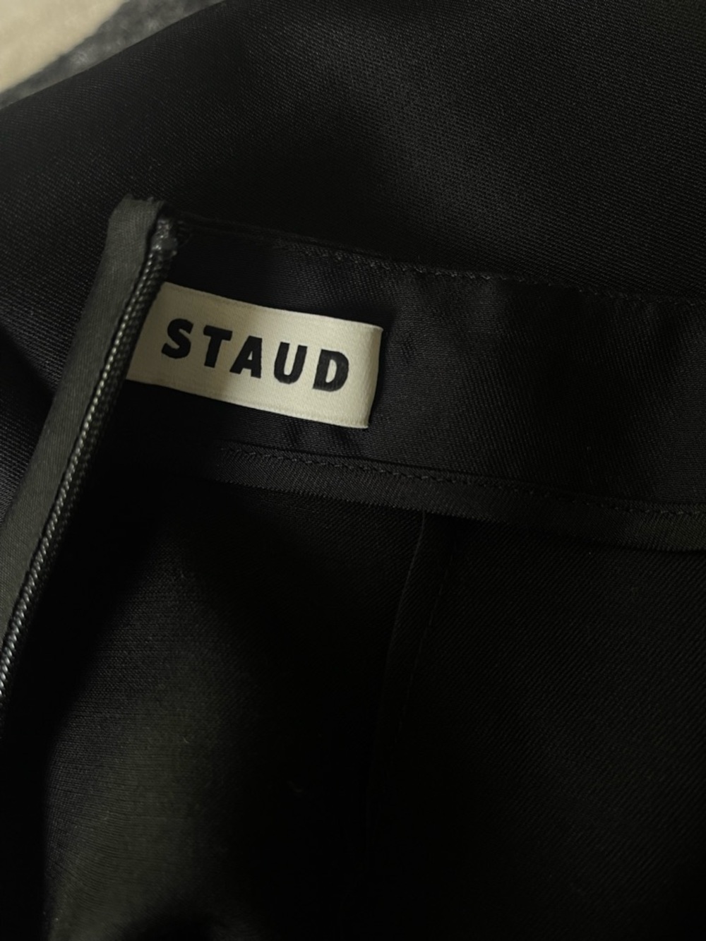 STAUD Black Midi Skirt Silk Wool Art to Wear Minimalist Pencil Skirt Avant Garde - Picture 6 of 8